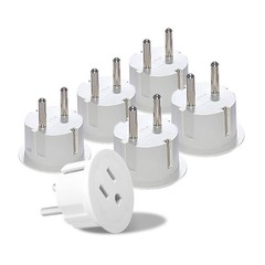 OREI Pack 6 European Travel Plug Adapter – USA, Canada, Mexico Small, White