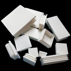 White Plastic Rectangle Blanks for Tubes & Pipes (Set of Steel Caps)
