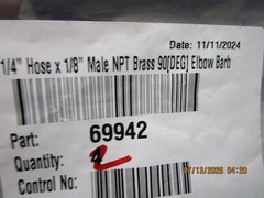 1/4″ Hose x 1/8″ Male NPT Brass 90° Elbow Barb QTY 2