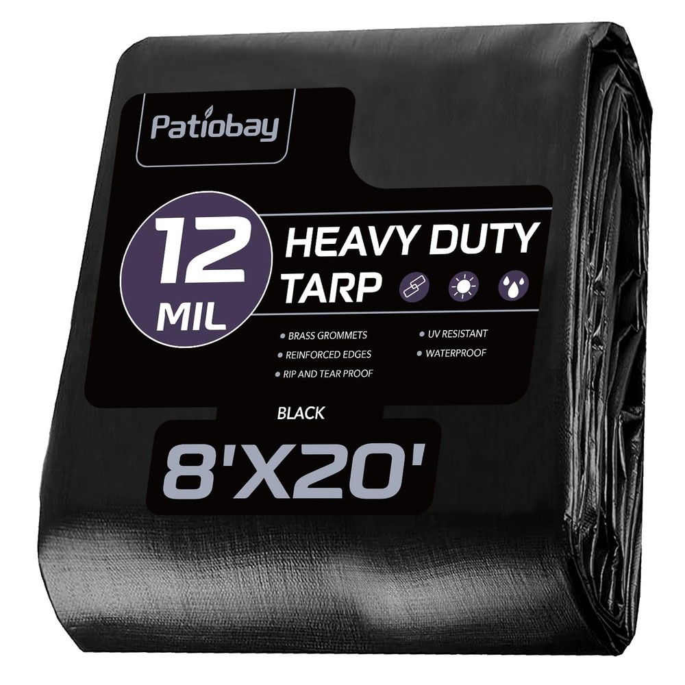 Tarp 8x20FT, 12 Mil, Heavy Duty Waterproof Tarps with Grommets Every 23.6″, 4…