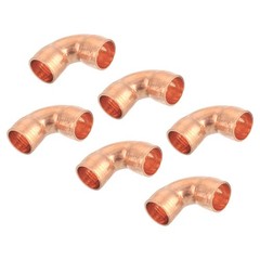 6 Pcs 0.37 Inch 90 Degree Copper Pipe Fitting with Sweat Solder, 0.85×0.85inch
