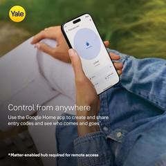 Yale Matte Black Keyed Deadbolt Smart Lock with Google Matter,