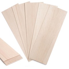 Balsa Wood Sheets 1/16″ Thin, 12″ x 4″ Wooden 12″x4″x1/16″ – 5PCS, Natural