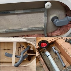 Flexible Freestanding Tub Drain Kit, Low Profile Flat P Trap for Small, Gray