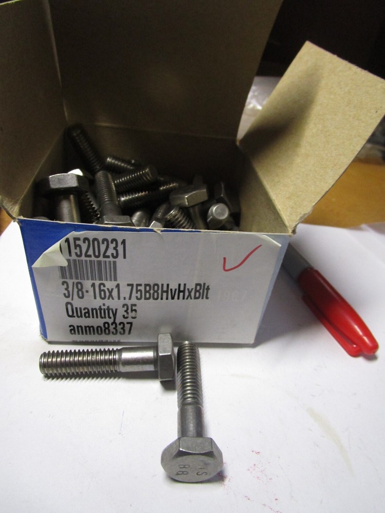 3/8″-16 x 1-3/4″ ASTM A193 B8 Class 1 Stainless Steel Heavy Hex Cap Screw QTY 35