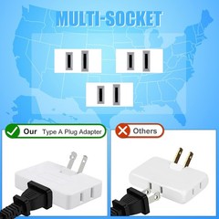 3 Pack AC Flat Wall Outlet Extender Plug Adapter Outlet, 3 Piece, White
