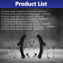 Front Lower Control Arm Ball Joint Sway Link Tie Rod End Kit Toyota Camry 07-11