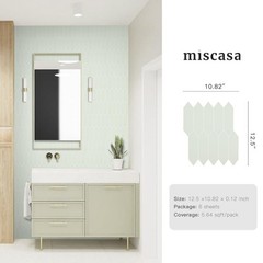 Miscasa Sage Green Peel And Stick Backsplash Tile Long Hexagon Self-Adhesive