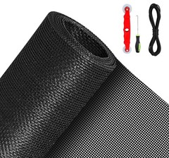 QWR Pet Proof Window Screen 39”x 118”-Folded/with Tool Kit, Black
