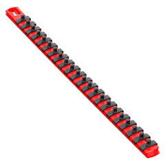 8400 Ernst Mfg. 18″ Socket Organizer and 22 Twist Lock Clips – Red – 1/4″