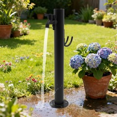 2-Outlets Water Column Faucet Floor Mount Column Outdoor Faucet Garden Faucet