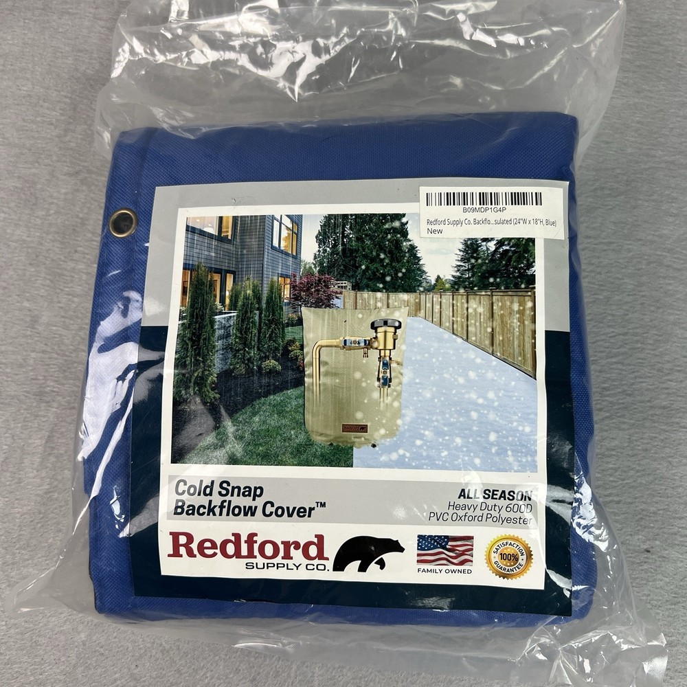 Redford Supply Cold Snap Backflow Cover Blue 600D PVC Oxford Polyester 24″WX18’H