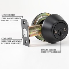 Double keyed Deadbolt Lock – Keyed on Both Sides, 2-Way Adjustable Cylinder D…