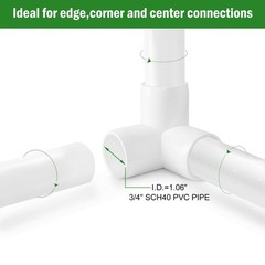 3 Way PVC Pipe Fittings 3/4 Inch, Zernmiarder White Elbow