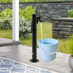 2-Outlets Water Column Faucet Floor Mount Column Outdoor Faucet Garden Faucet