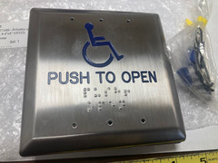 WIKK 77489, “PUSH TO OPEN” Switch With Legend, Logo, and Braille, 4.5″ x 4.5″
