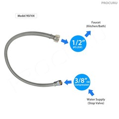 [10-Pack] PROCURU 16-Inch x 3/8″ Comp x 1/2″ FIP 16 Inch, Stainless Steel