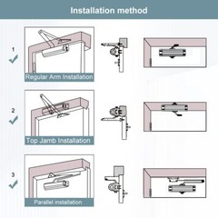 Onarway Door Closer / Closure Adjustable Automatic Size 3 size 3, Sliver