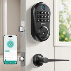 5-in-1 Keyless Entry Door Lock Smart Deadbolt with Handle Black | Smart Lock …