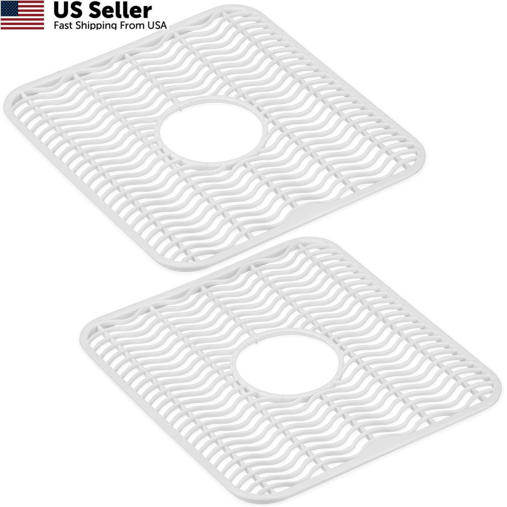 Dependable Industries Inc. Essentials 2 Pack Plastic Sink Protector Mat White