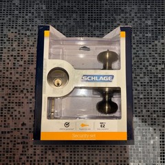 Schlage Georgian Antique Brass Keyed Entry Door Knob Deadbolt Combo GEO 609