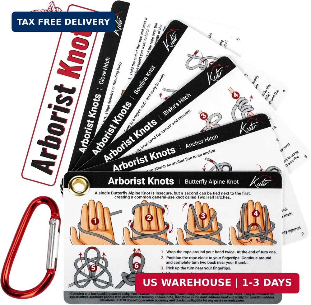 Kutir Arborist Knots Card Set – 10 Essential Knots for Camping, Climbing, & More