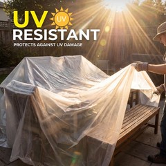 Plastic Sheeting (10′ x 25′) Long, 6 Mil – UV Protection Poly 1 Roll, Clear