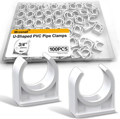100 Pcs U-Shaped PVC Pipe Clamps, 20Mm White Clips for 1/2″ Water Pipes, Durable