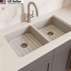 Dependable Industries Inc. Essentials 2 Pack Plastic Sink Protector Mat White