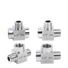1/8 1/4 3/8 1/2 BSP NPT Tee Fitting 3 Way 304 Stainless Steel Pipe Connector NEW