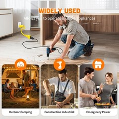 4-in-1 15 Amp to 20 -1ft Extension Cable&Power Adapter， T 1 ft, Yellow
