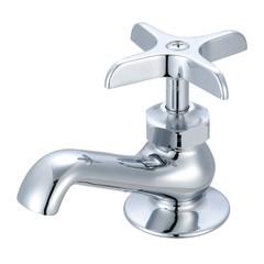 Central Brass 0239-P Chrome Deck Mounted Kitchen Faucet With Cross Handle