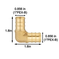 Brass 1 Inch PEX 90 Degree Elbow 5 Piece for Pipe Fitting Applications