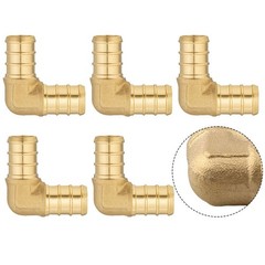 Brass 1 Inch PEX 90 Degree Elbow 5 Piece for Pipe Fitting Applications