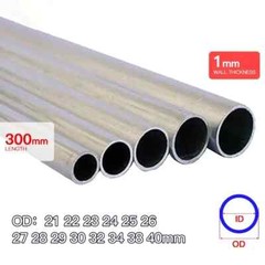 Aluminium Pipe 1mm Thickness 21-40mm OD Straight 300mm Long Round 6063 Tube Kit