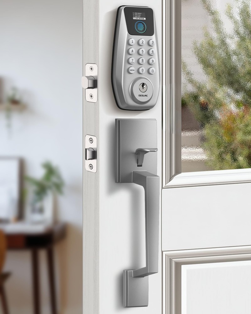 DESLOC C110 Fingerprint Smart Front Door Lock Set with Handle Keyless Entry D…