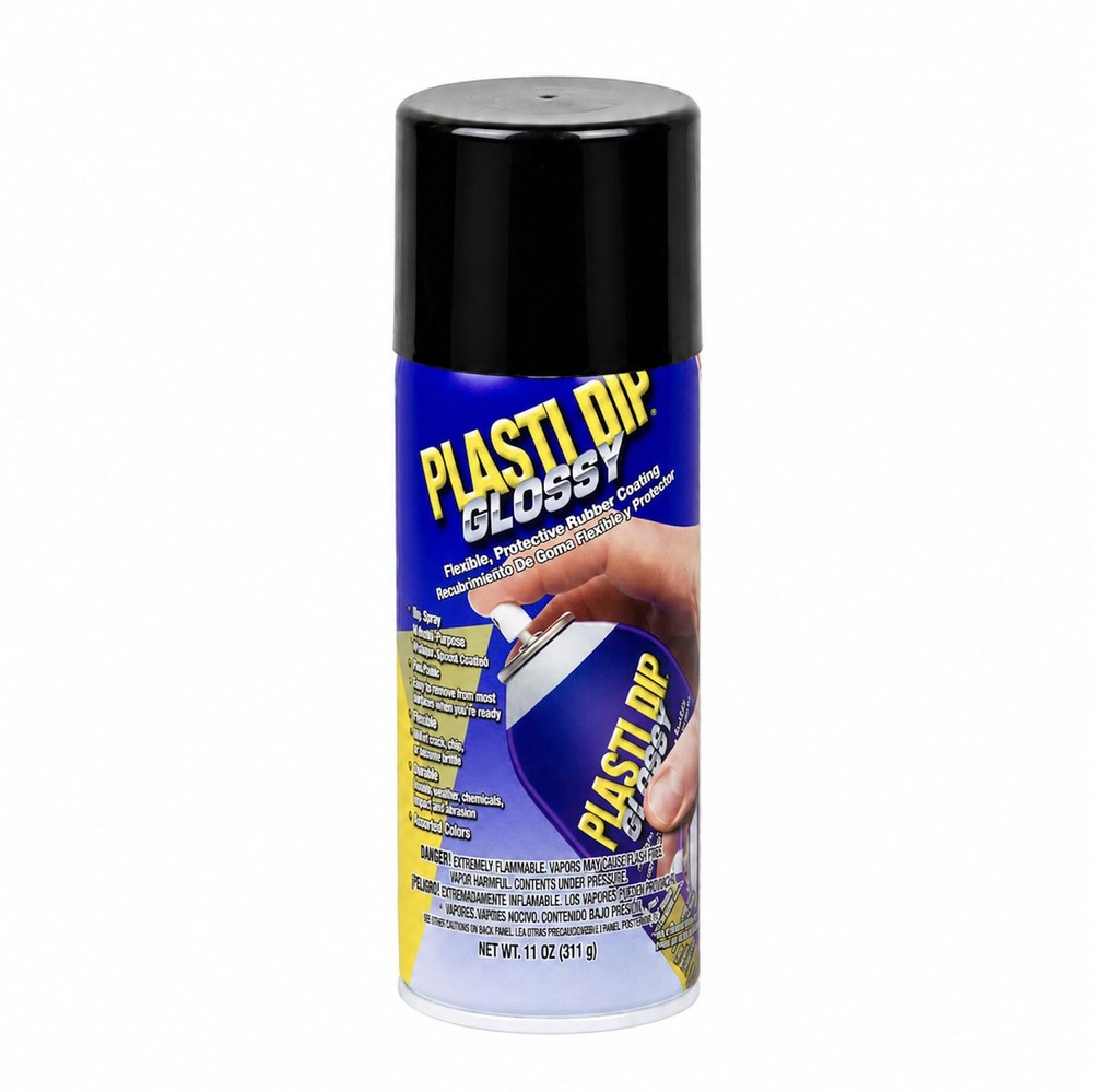 Glossy Black Rubber Coating Spray, 11 oz Aerosol Can, Flexible Peelable Protecti