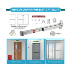 IRONWALLS Push Bar Panic Exit Device with Alarm & Exterior Lever, 70cm/27.5̶