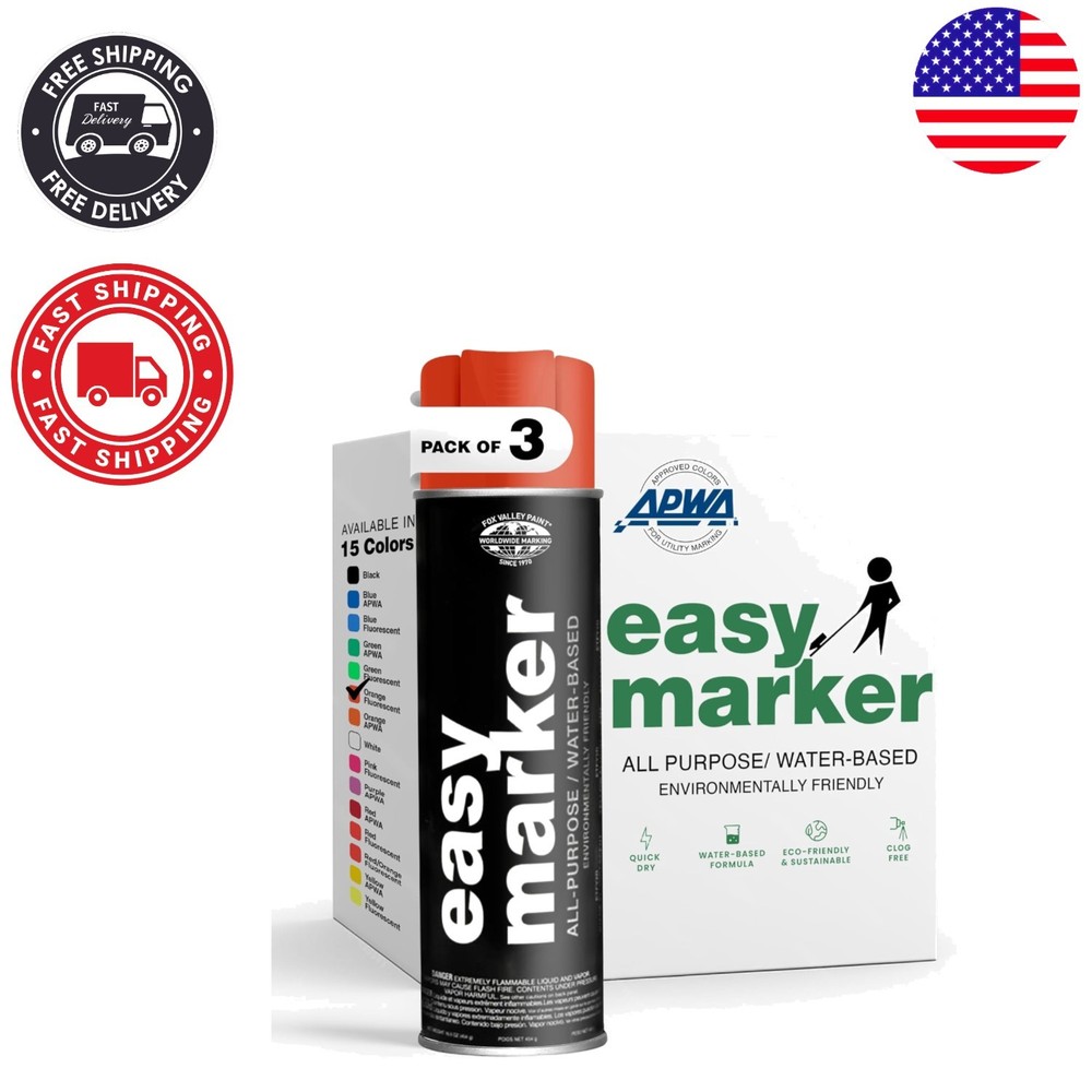 Quick-Drying 18oz Inverted Marking Paint – Orange Fluorescent, Indoor & Outdoor