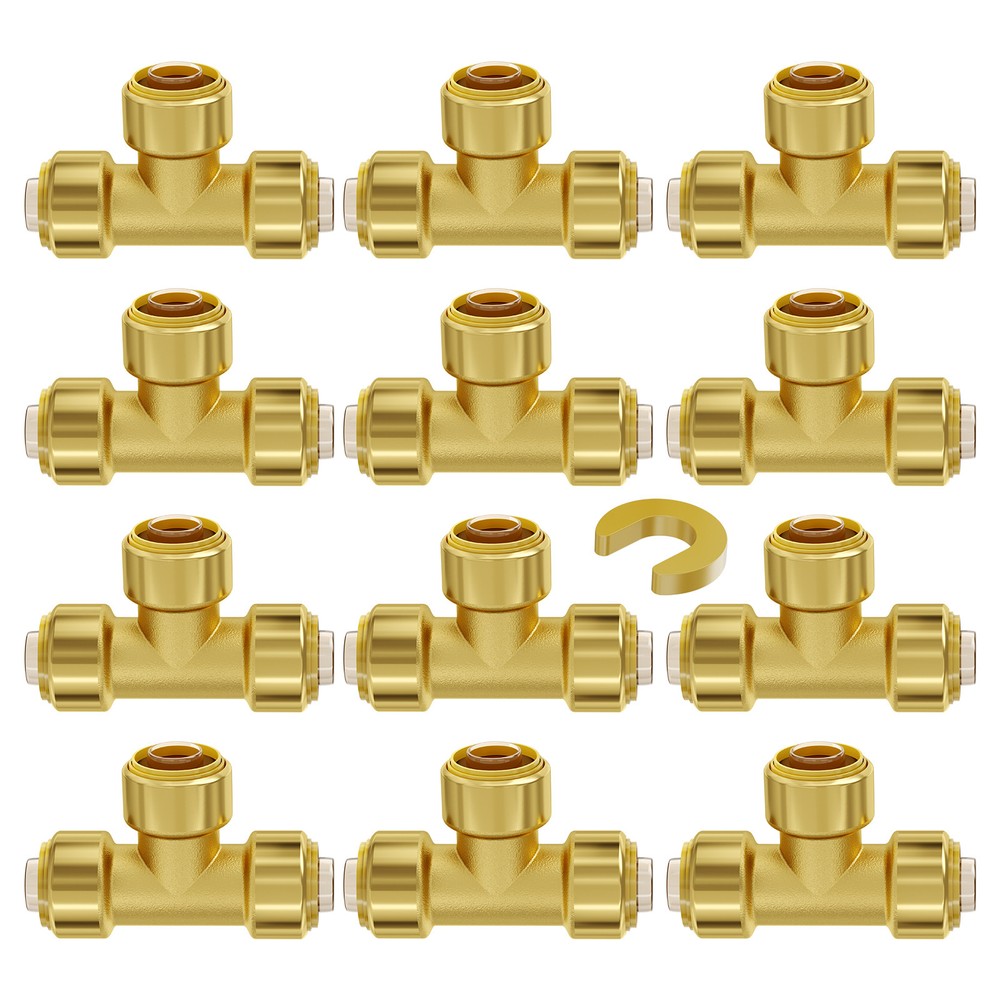 Pipe Fittings 1/2″ X 1/2″ X 1/2″ 12PCS Push-Fit Tees Brass Fittings