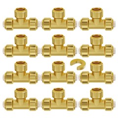 Pipe Fittings 1/2″ X 1/2″ X 1/2″ 12PCS Push-Fit Tees Brass Fittings