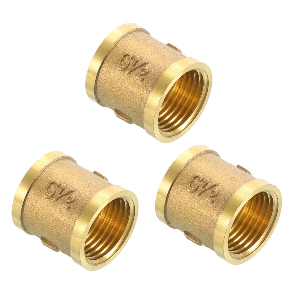 3Pcs G1/2″x1″ Brass Pipe Fitting, Coupling Connector Straight Hex Nipple