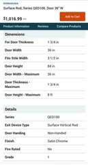 DORMAKABA QED100 Surface Rod Push Bar Exit Device – NEW! 🔥 High Quality Door