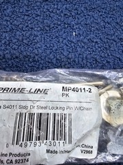(6 PCS) Prime-Line MP4011-2: Sliding Door Steel Locking Pin With Chain S4011