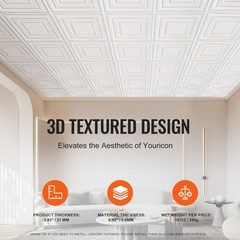 Ceiling Tiles, 12 – Pack 24 x 24 in, Drop Ceiling Tiles Premium PVC Sheet, Easy