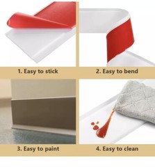 Vinyl Wall Base Baseboard Molding Trim 4″x 20FT Flexible Self Adhesive White