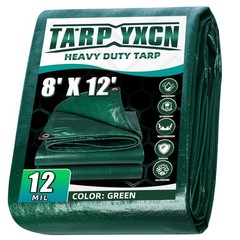 Green Heavy Duty Tarp 8×12 Feet, 12 Mil Thick Waterproof Poly Tarps Cover UV …