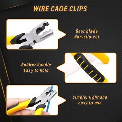 900pcs Rabbit Chicken Wire Cage Clips with Fence Pliers Hog Rings Yellow