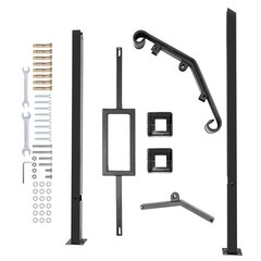 Lmrstoo Black Handrails For Outdoor Steps Heavy Duty Double Post Railing Fits