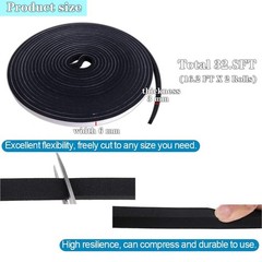 GuangTouL Thin Weather Stripping Foam Tape 2 1/4in x 1/8in x 32.8FT, Black